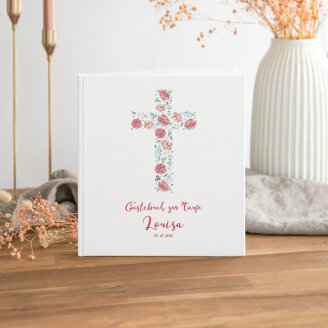 Gästebuch Taufe "Kreuz mit Blumen"