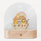 Nachtlicht für Kinder personalisiert "Arche Noah Regenbogen Pastell"