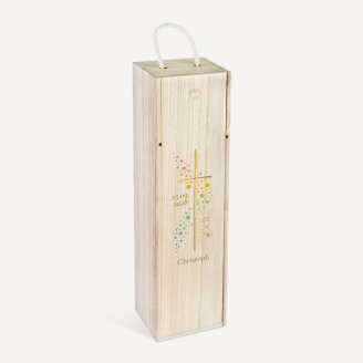 Kerzenbox Holz "Kreuz mit Symbolen"